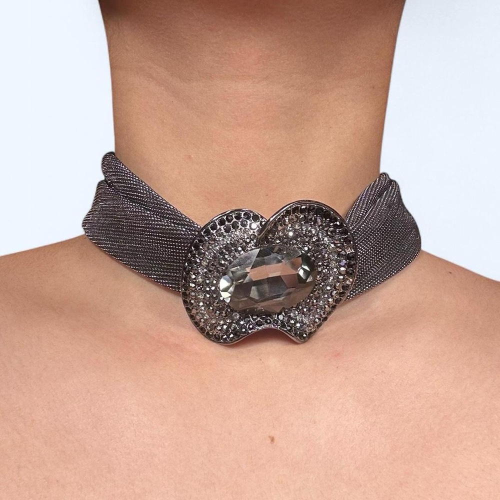 Y2K Whimsigoth Silver Choker Necklace!